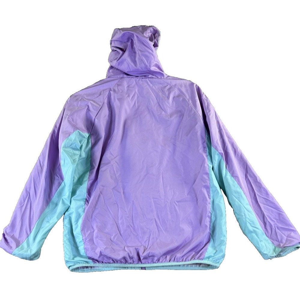 Eddie Bauer Girls Reversible Windbreaker/Fleece Hooded Jacket Size L Purple/Teal - Picture 5 of 14